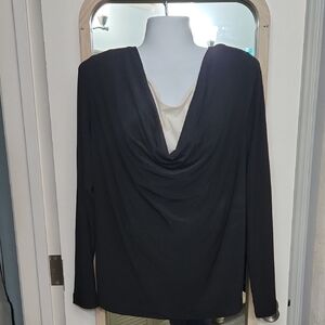 Daisy Fuentes Black Drape Neck Blouse